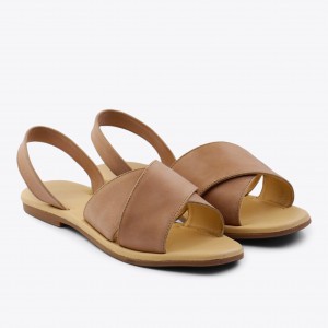 Beige Women's Nisolo All-Day Cross Strap Sandals | 340826-QAL