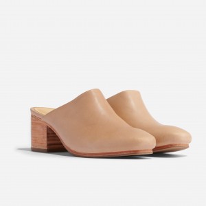 Beige Women's Nisolo All-Day Heeled Mules | 085917-ESD