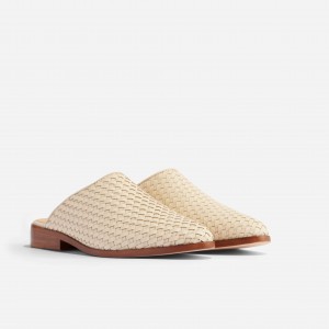 Beige Women's Nisolo Ama Woven Mules | 089754-TAS