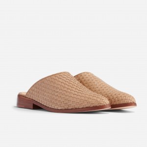 Beige Women's Nisolo Ama Woven Mules | 628045-JGM