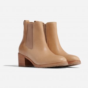 Beige Women's Nisolo Ana Go-To Heeled Chelsea Boots | 541796-BQF