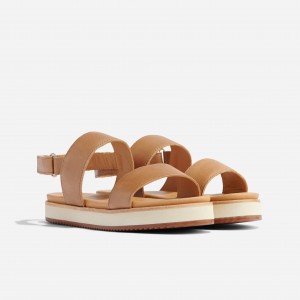 Beige Women's Nisolo Go-To Flatform Sandals | 807415-XDO