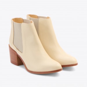 Beige Women's Nisolo Heeled Chelsea Boots | 701683-PMD