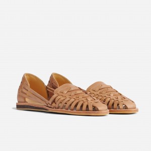 Beige Women's Nisolo Huarache Sandals | 049158-XPB