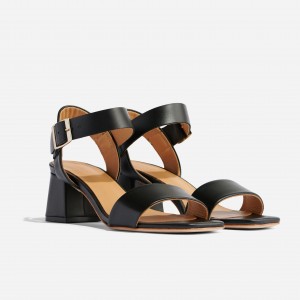 Black Women's Nisolo Stella Go-To Block Heel Sandals | 873192-FRT