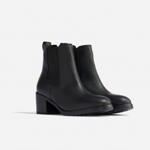 Black / Black Women's Nisolo Ana Go-To Heeled Chelsea Boots | 479185-XKC