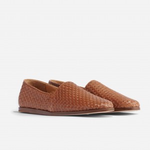 Brown Men's Nisolo Alejandro Woven Slip Ons | 834096-SPB