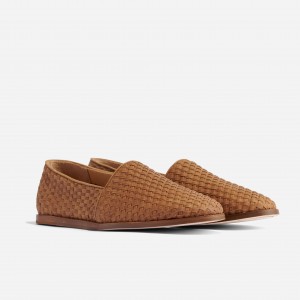 Brown Men's Nisolo Alejandro Woven Slip Ons | 328971-LJO