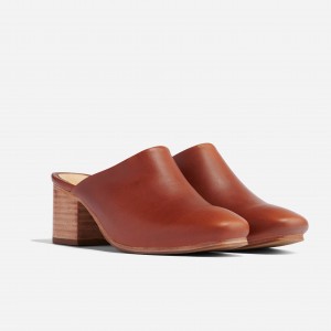 Brown Women's Nisolo All-Day Heeled Mules | 713629-QNG