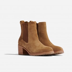 Grey Brown Women's Nisolo Ana Go-To Heeled Chelsea Boots | 390841-GWA