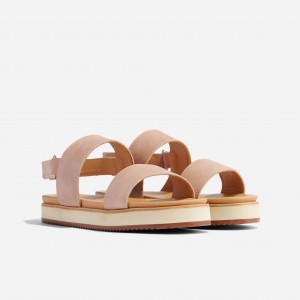 Rose Women's Nisolo Go-To Flatform Sandals | 573106-PXS