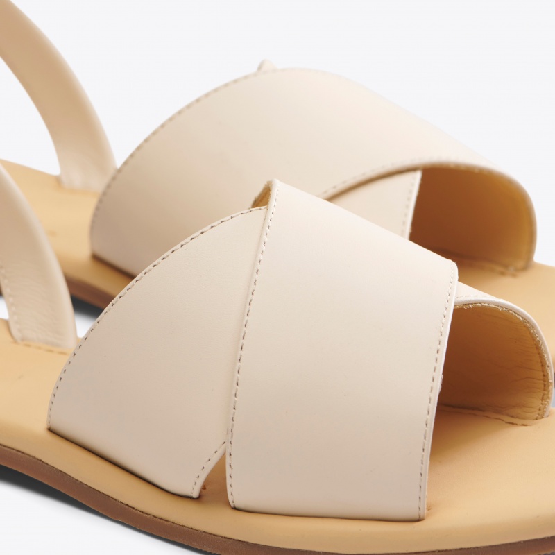 Beige Women's Nisolo All-Day Cross Strap Sandals | 879402-RSL