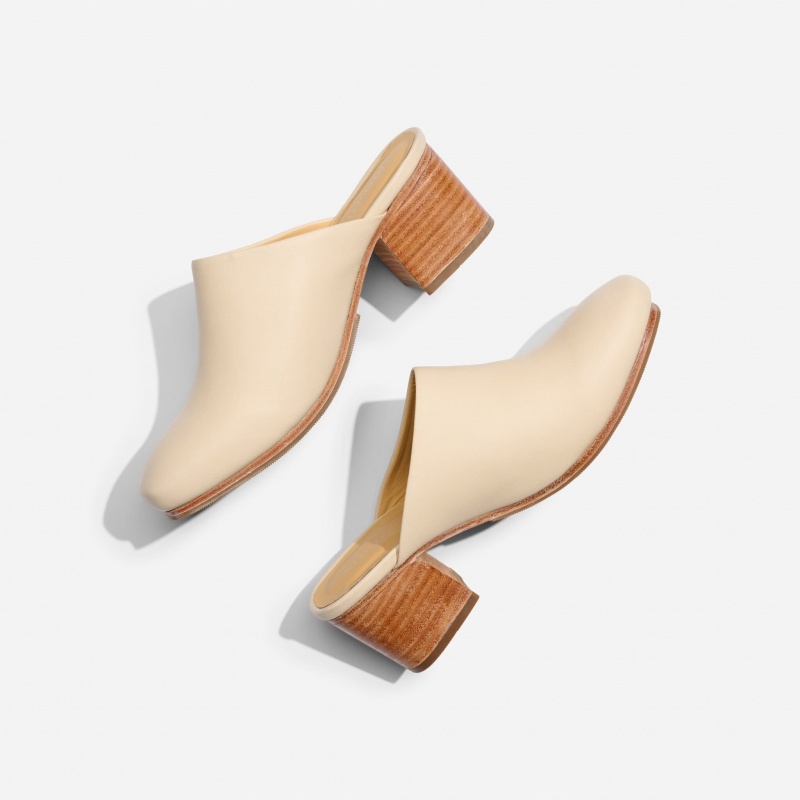 Beige Women's Nisolo All-Day Heeled Mules | 268475-MUH