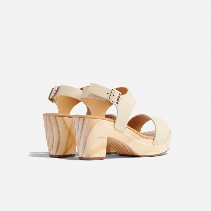 Beige Women's Nisolo All-Day Open Toe Clogs | 802196-UHN