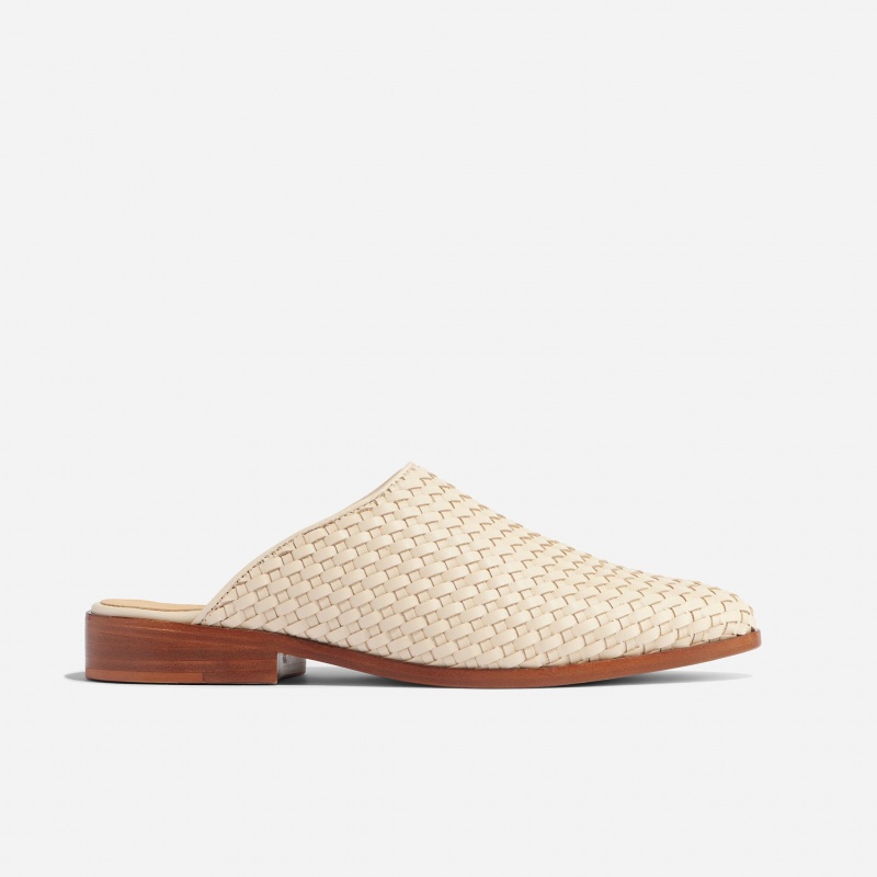 Beige Women's Nisolo Ama Woven Mules | 089754-TAS