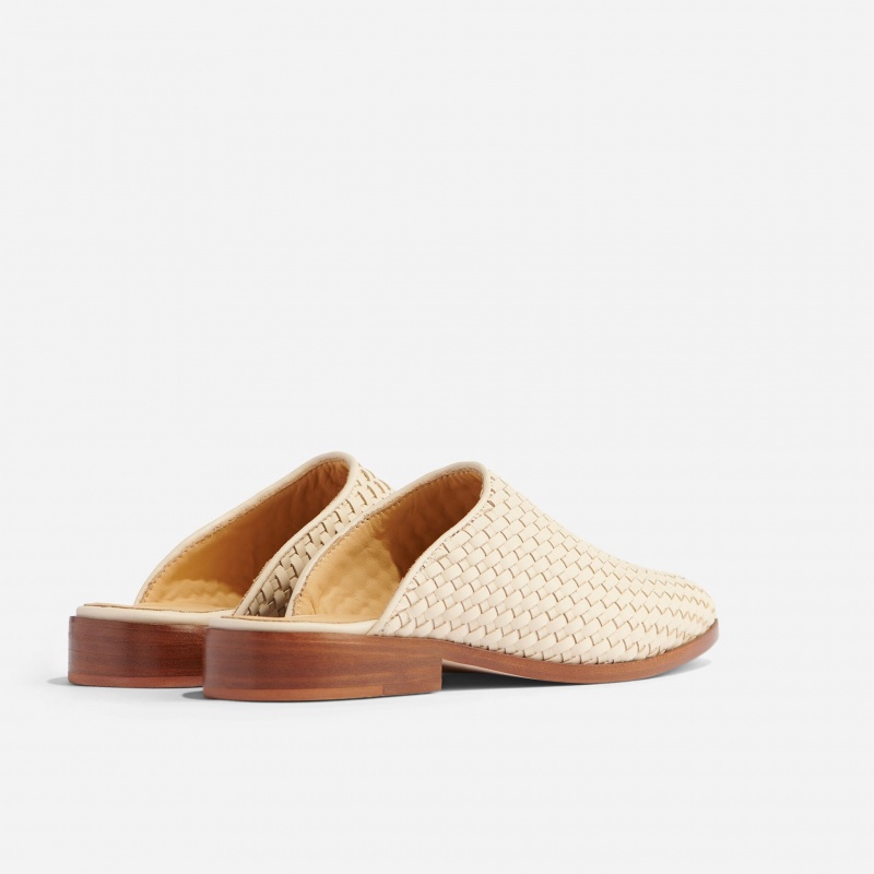 Beige Women's Nisolo Ama Woven Mules | 089754-TAS