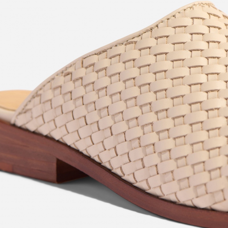 Beige Women's Nisolo Ama Woven Mules | 089754-TAS