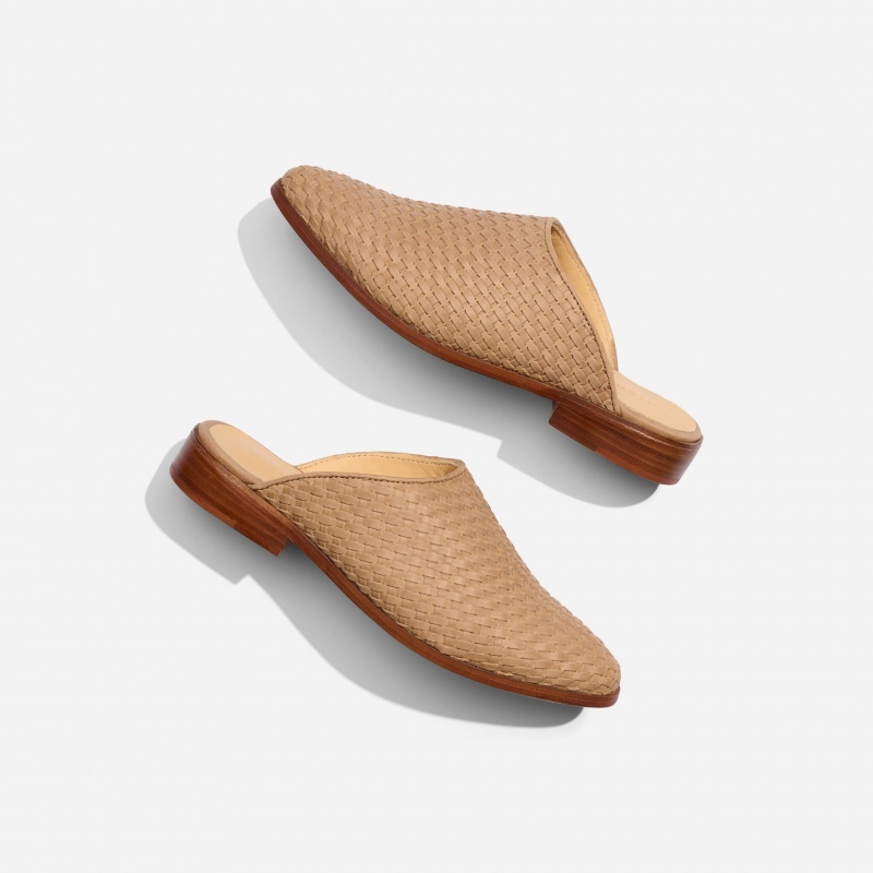 Beige Women's Nisolo Ama Woven Mules | 628045-JGM