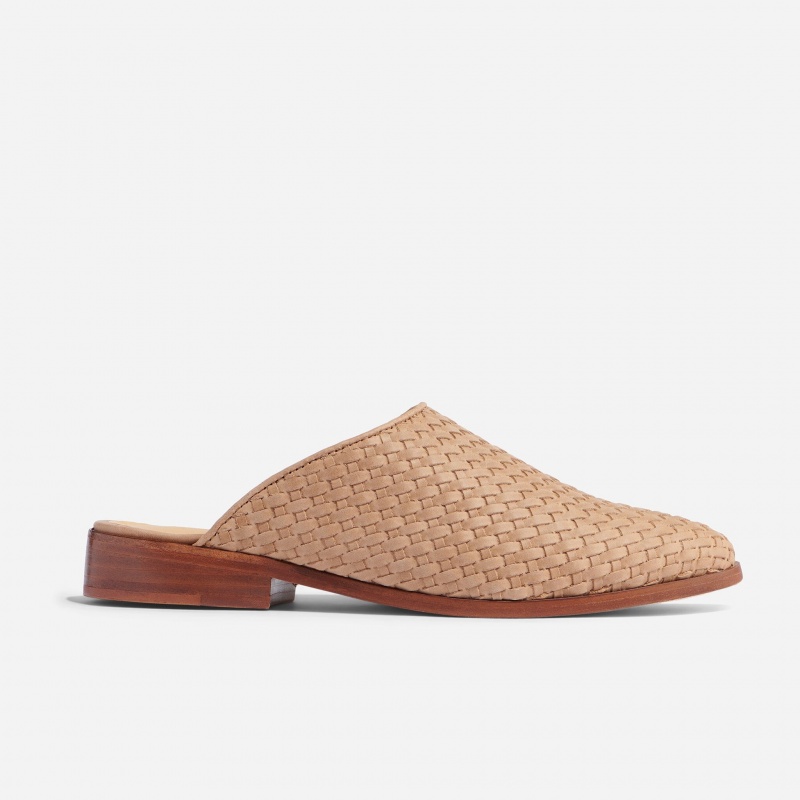 Beige Women's Nisolo Ama Woven Mules | 628045-JGM