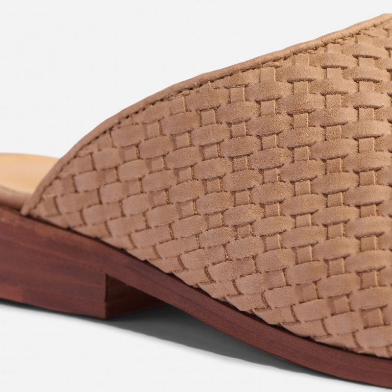 Beige Women's Nisolo Ama Woven Mules | 628045-JGM