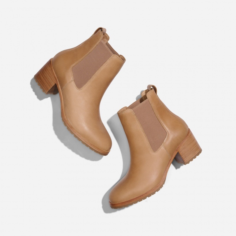 Beige Women's Nisolo Ana Go-To Heeled Chelsea Boots | 541796-BQF