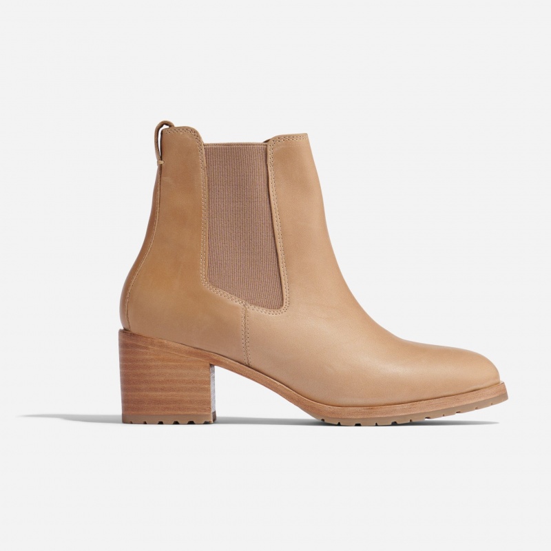 Beige Women's Nisolo Ana Go-To Heeled Chelsea Boots | 541796-BQF