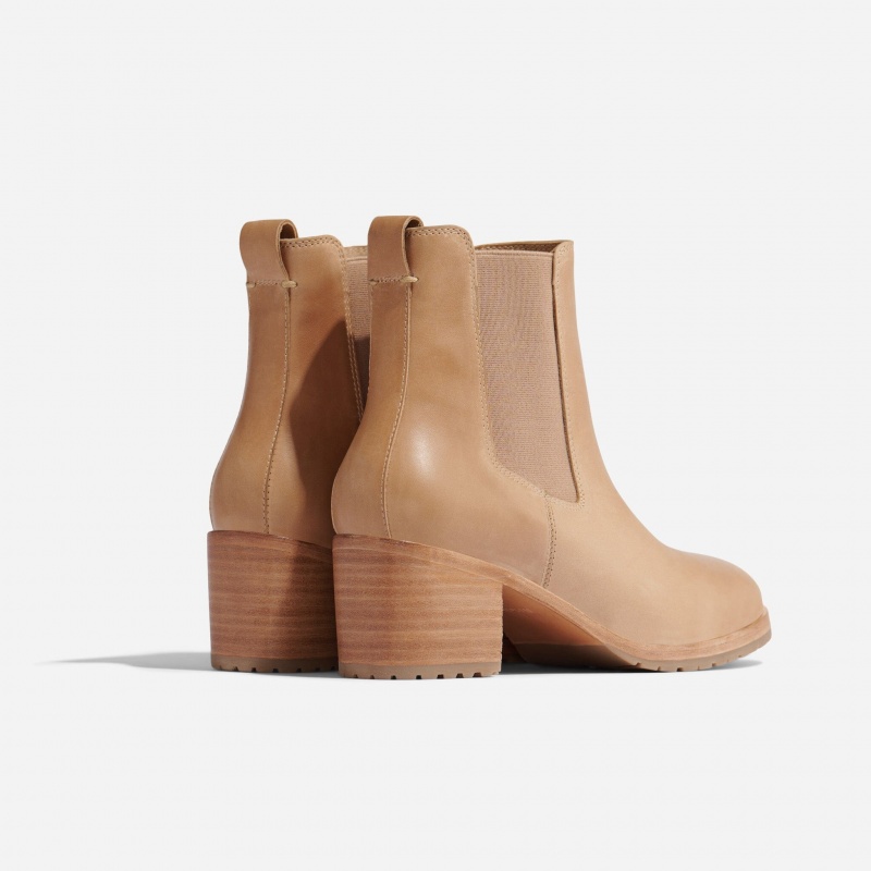 Beige Women's Nisolo Ana Go-To Heeled Chelsea Boots | 541796-BQF