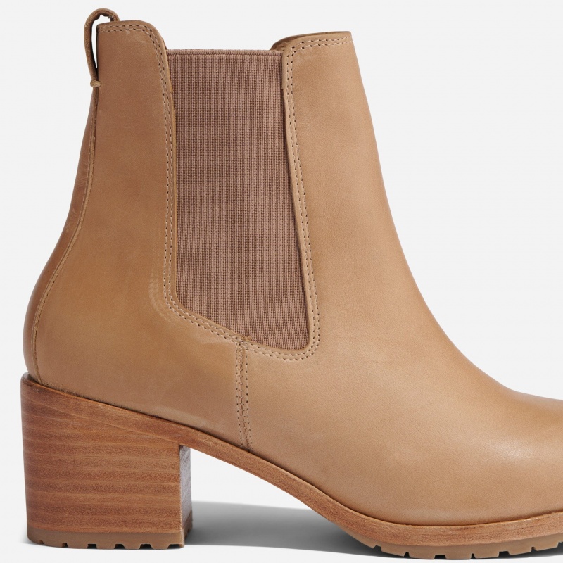 Beige Women's Nisolo Ana Go-To Heeled Chelsea Boots | 541796-BQF