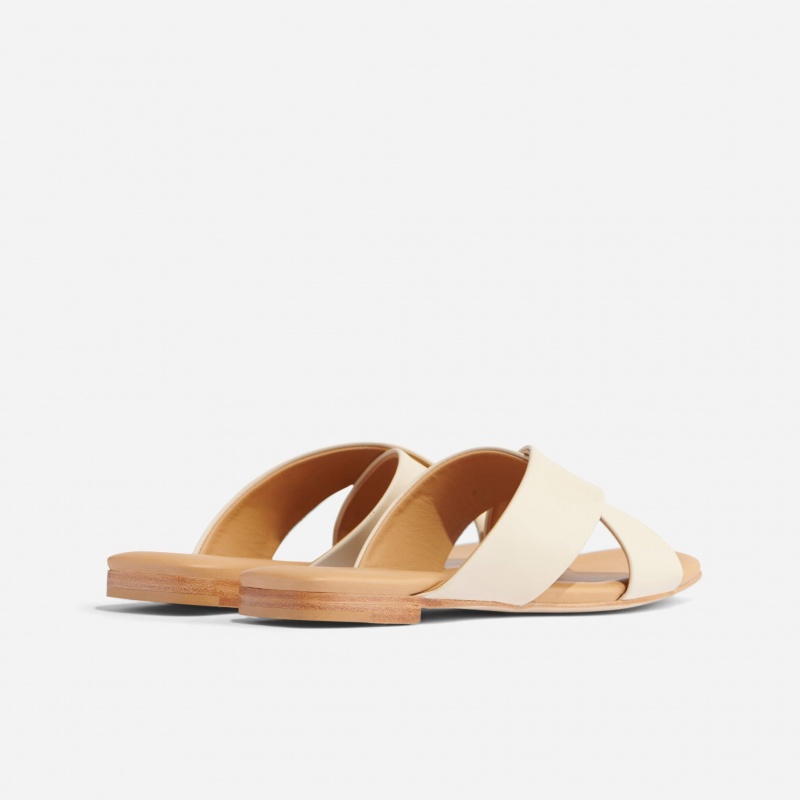 Beige Women's Nisolo Catalina Slide Sandals | 803152-GKT