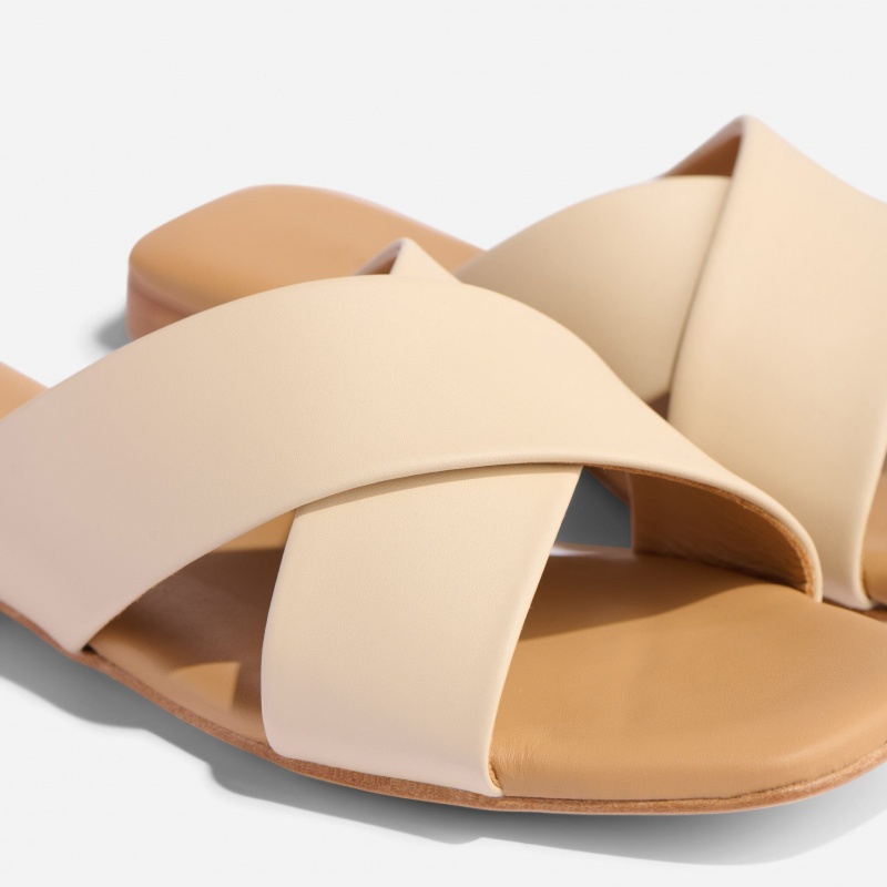 Beige Women's Nisolo Catalina Slide Sandals | 803152-GKT