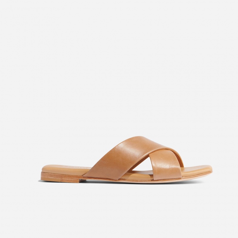 Beige Women's Nisolo Catalina Slide Sandals | 105649-PMY