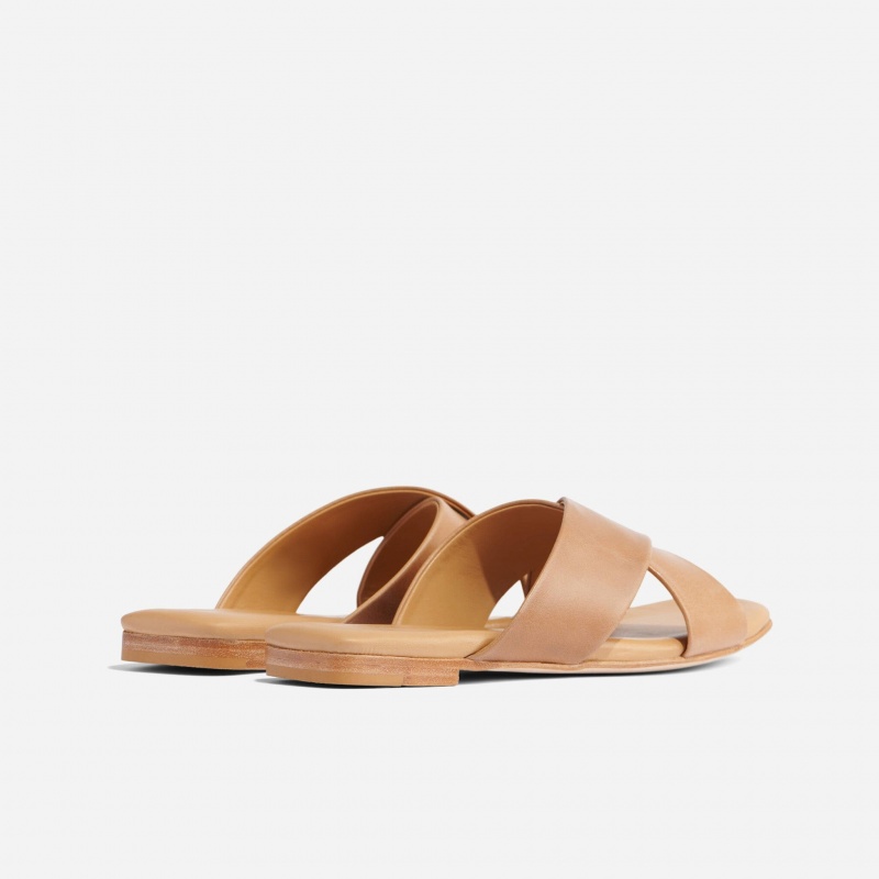 Beige Women's Nisolo Catalina Slide Sandals | 105649-PMY