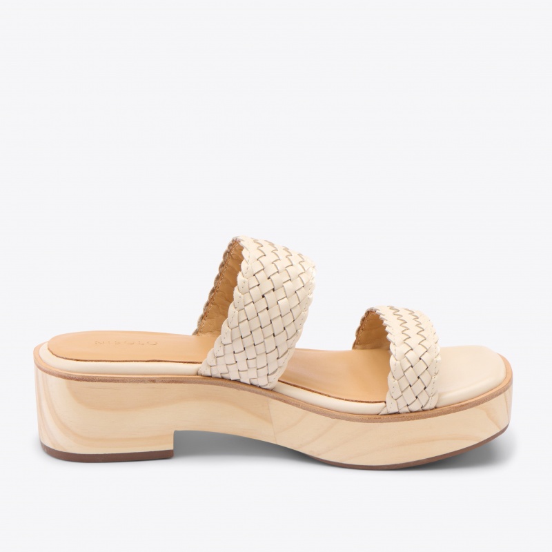 Beige Women's Nisolo Ellie All-Day Clogs | 261548-TUQ