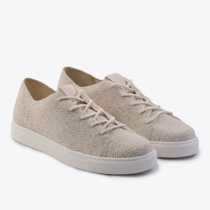 Beige Women\'s Nisolo Go-To Eco-Knit Sneakers | 249018-QCI