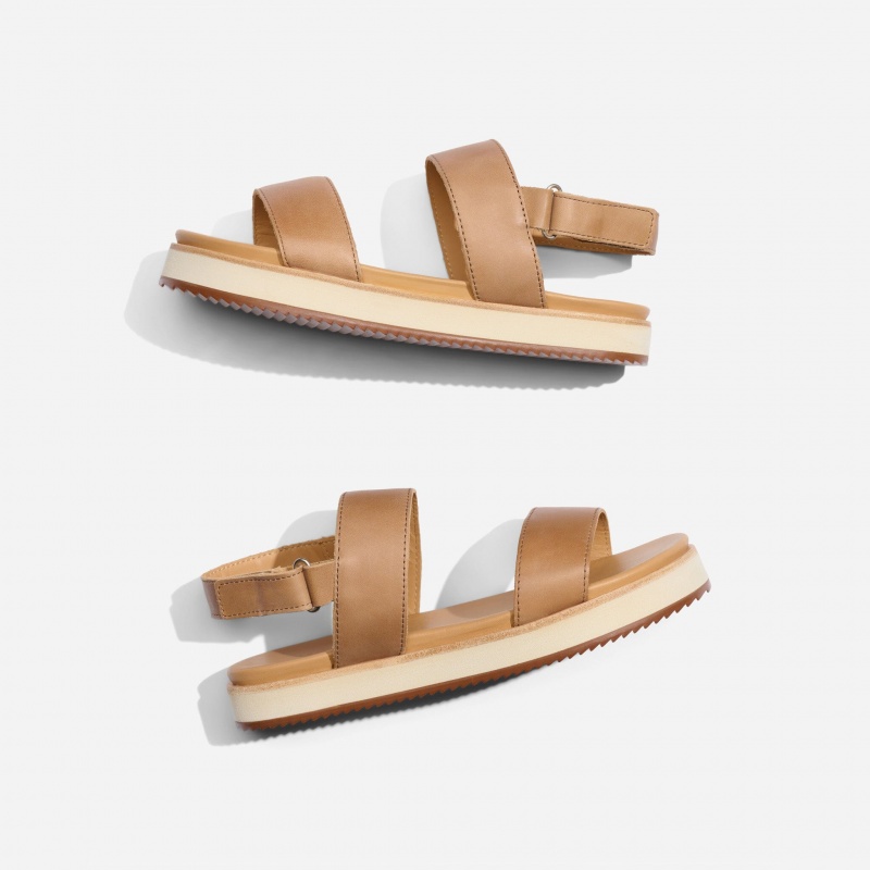 Beige Women's Nisolo Go-To Flatform Sandals | 807415-XDO