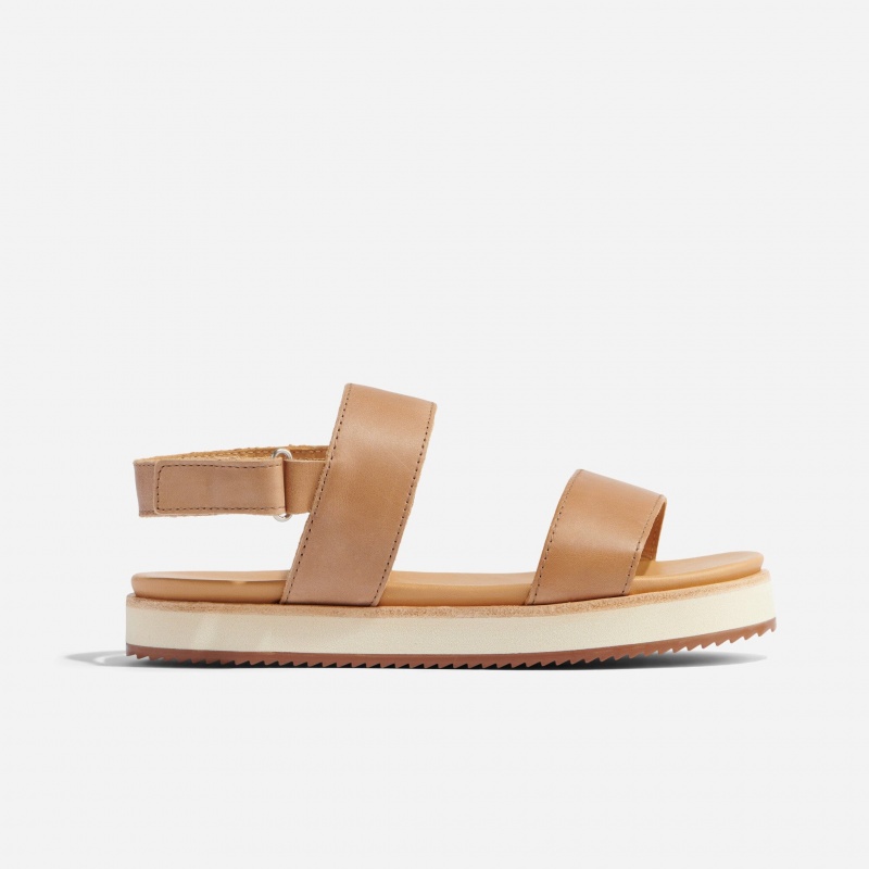 Beige Women's Nisolo Go-To Flatform Sandals | 807415-XDO