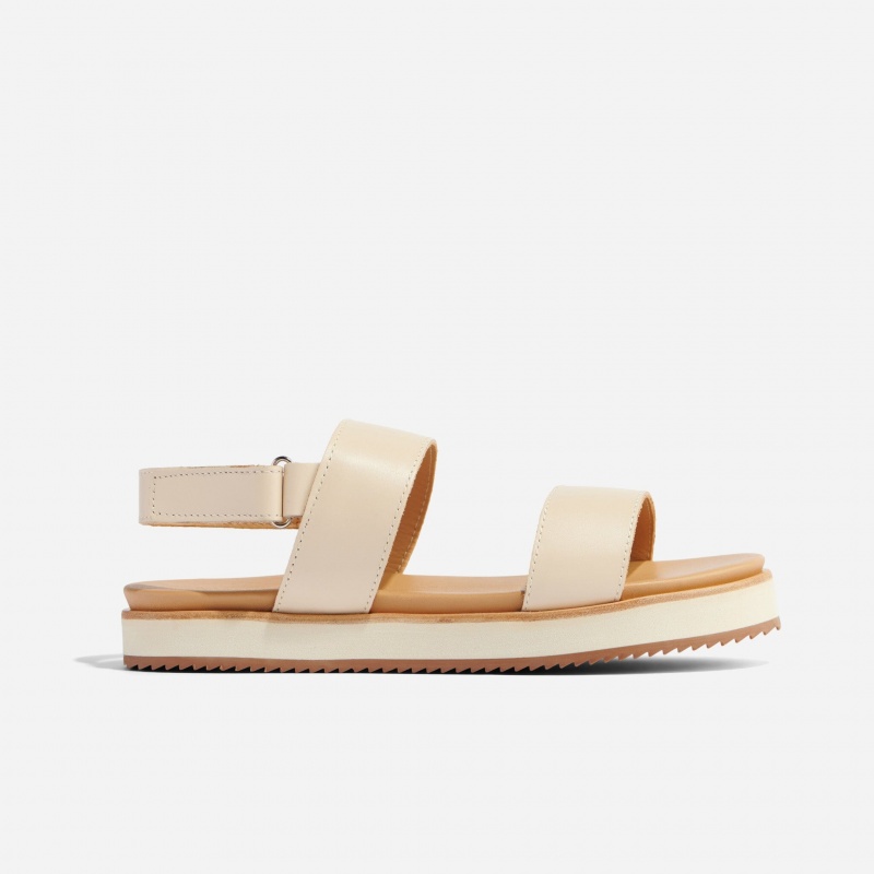 Beige Women's Nisolo Go-To Flatform Sandals | 821305-ZLN