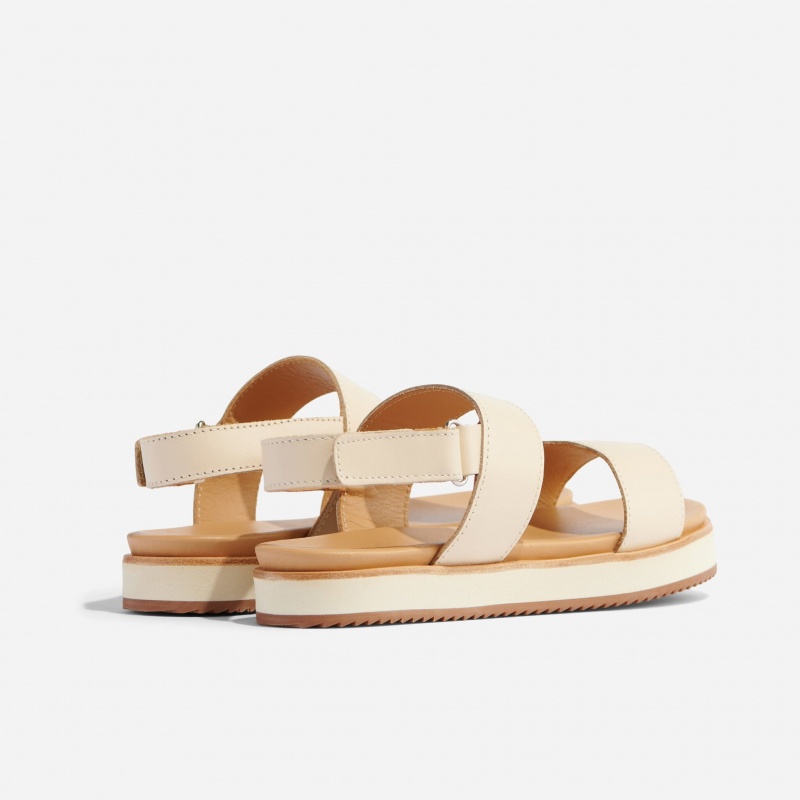 Beige Women's Nisolo Go-To Flatform Sandals | 821305-ZLN