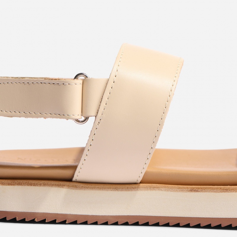 Beige Women's Nisolo Go-To Flatform Sandals | 821305-ZLN