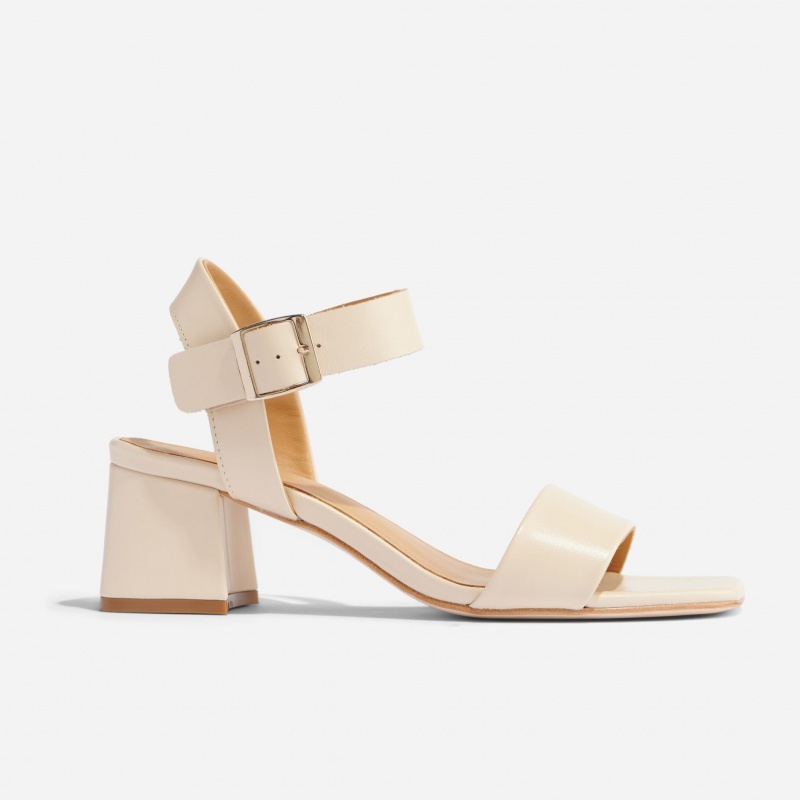 Beige Women's Nisolo Stella Go-To Block Heel Sandals | 805263-RVG