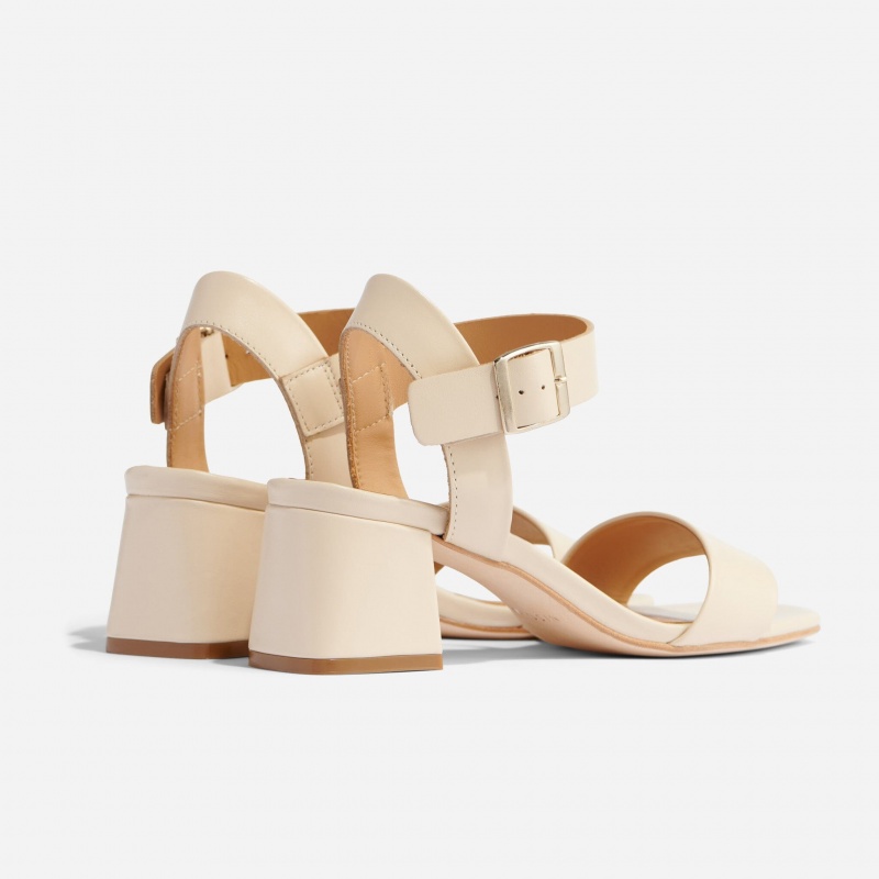 Beige Women's Nisolo Stella Go-To Block Heel Sandals | 805263-RVG