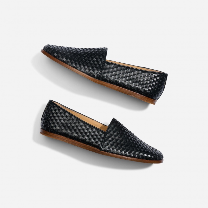 Black Men's Nisolo Alejandro Woven Slip Ons | 729340-DHQ