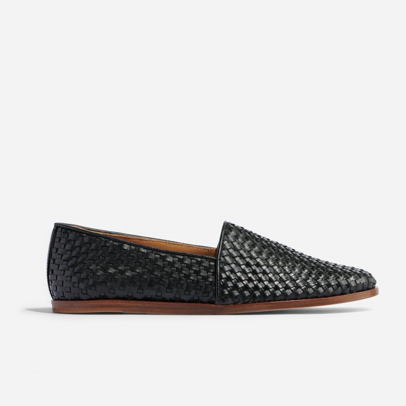 Black Men's Nisolo Alejandro Woven Slip Ons | 729340-DHQ