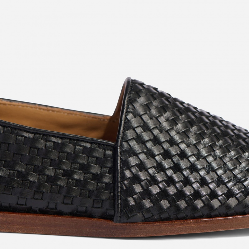 Black Men's Nisolo Alejandro Woven Slip Ons | 729340-DHQ