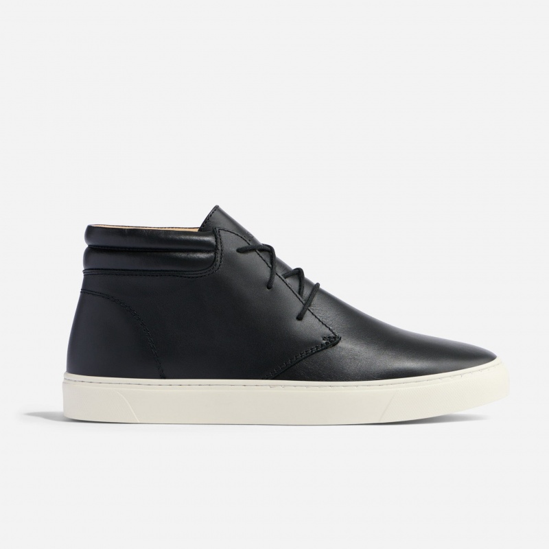 Black Men's Nisolo Everyday Mid Top Sneakers | 824519-FDL