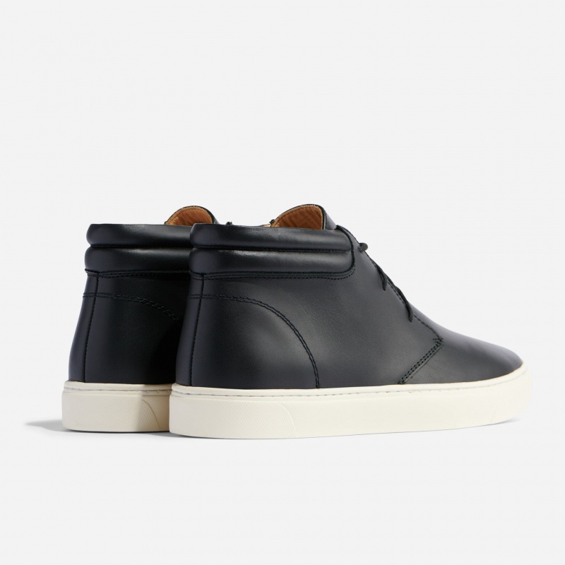 Black Men's Nisolo Everyday Mid Top Sneakers | 824519-FDL