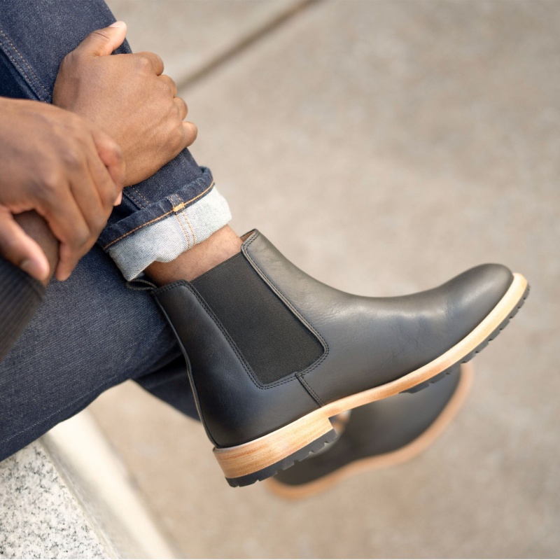 Black Men's Nisolo Marco Everyday Chelsea Boots | 907251-UZE