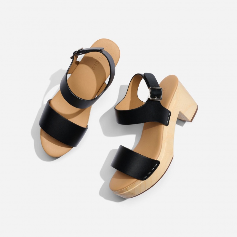 Black Women's Nisolo All-Day Open Toe Clogs | 135980-YLR