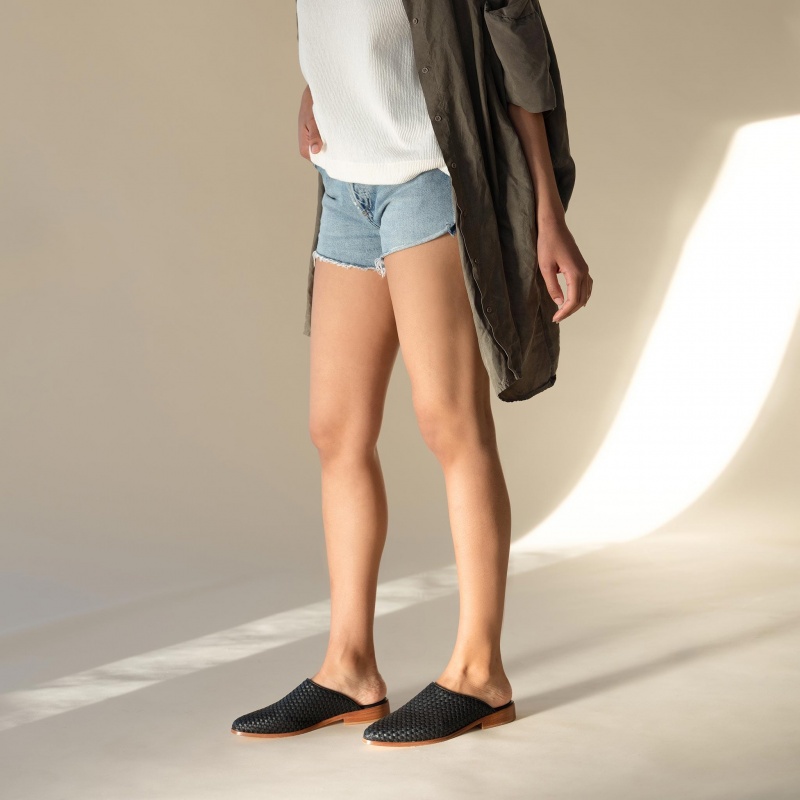 Black Women's Nisolo Ama Woven Mules | 290861-IRK