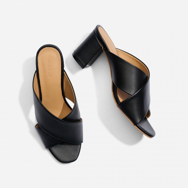 Black Women's Nisolo Carina Cross Strap Mules | 468950-BYK